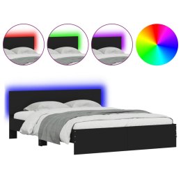 Rama łóżka z wezgłowiem i LED, czarna, 160x200 cm Lumarko!
