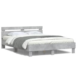 Rama łóżka z wezgłowiem i LED, szarość betonu, 140x190 cm Lumarko!