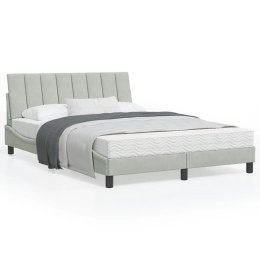 Rama łóżka z zagłówkiem, jasnoszara, 140x200 cm, aksamitna Lumarko!