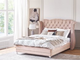 Łóżko welurowe 160 x 200 cm pastelowy róż AYETTE Lumarko!