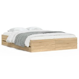 Rama łóżka z szufladami, dąb sonoma, 150x200 cm Lumarko!