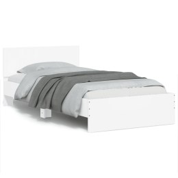 Rama łóżka z wezgłowiem i LED, biała, 100x200 cm Lumarko!
