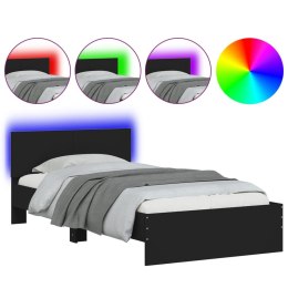 Rama łóżka z wezgłowiem i LED, czarna, 100x200 cm Lumarko!