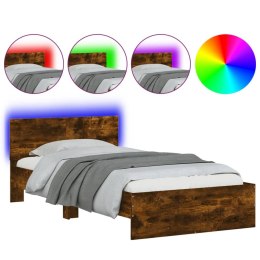 Rama łóżka z wezgłowiem i LED, przydymiony dąb, 100x200 cm Lumarko!