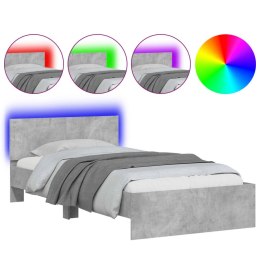 Rama łóżka z wezgłowiem i LED, szarość betonu, 100x200 cm Lumarko!