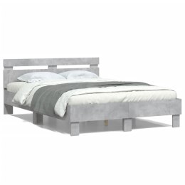Rama łóżka z wezgłowiem i LED, szarość betonu, 135x190 cm Lumarko!