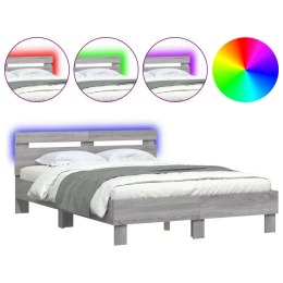 Rama łóżka z wezgłowiem i LED, szary dąb sonoma, 120x190 cm Lumarko!