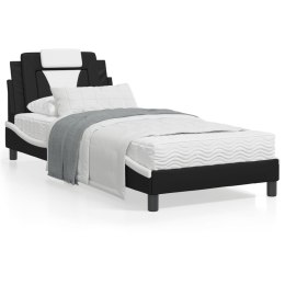 Rama łóżka z zagłówkiem, czarno-biała, 80x200 cm, ekoskóra Lumarko!