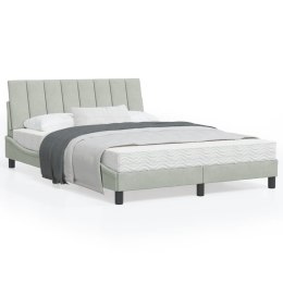 Rama łóżka z zagłówkiem, jasnoszara, 140x190 cm, aksamitna Lumarko!