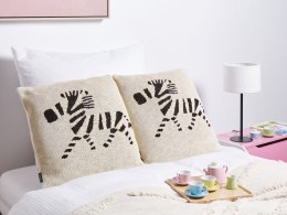 2 bawełniane poduszki dla dzieci z motywem zebry beżowe JABORI Lumarko!