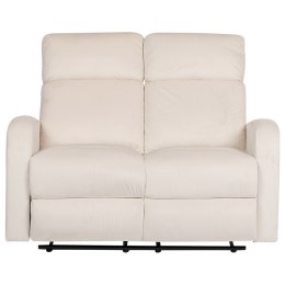 Sofa 2-osobowa welurowa z manualną funkcją relaksu biała VERDAL Lumarko!