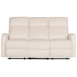 Sofa 3-osobowa welurowa z manualną funkcją relaksu biała VERDAL Lumarko!