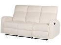 Sofa 3-osobowa welurowa z manualną funkcją relaksu biała VERDAL Lumarko!