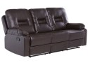 Sofa z manualną funkcją relaksu 3-osobowa ekoskóra brązowa BERGEN Lumarko!