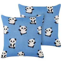 2 poduszki dla dzieci bawełniane w pandy 45 x 45 cm niebieskie TALOKAN Lumarko!