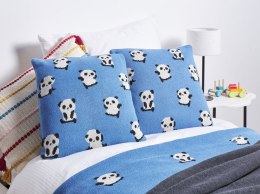 2 poduszki dla dzieci bawełniane w pandy 45 x 45 cm niebieskie TALOKAN Lumarko!