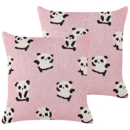 2 poduszki dla dzieci bawełniane w pandy 45 x 45 cm różowe TALOKAN Lumarko!