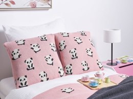 2 poduszki dla dzieci bawełniane w pandy 45 x 45 cm różowe TALOKAN Lumarko!