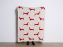 Koc bawełniany dla dzieci w jamniki 130 x 170 cm beżowo-czerwony REERH Lumarko!