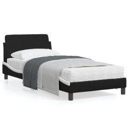 Rama łóżka z zagłówkiem, czarno-biała, 90x200cm, sztuczna skóra Lumarko!