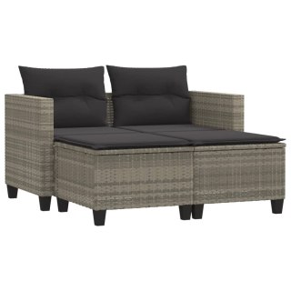 2-osobowa sofa ogrodowa z podnóżkami, jasnoszara, polirattan Lumarko!