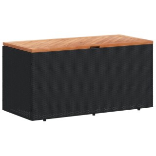Skrzynia ogrodowa, czarna, 110x50x54 cm, polirattan i akacja Lumarko!