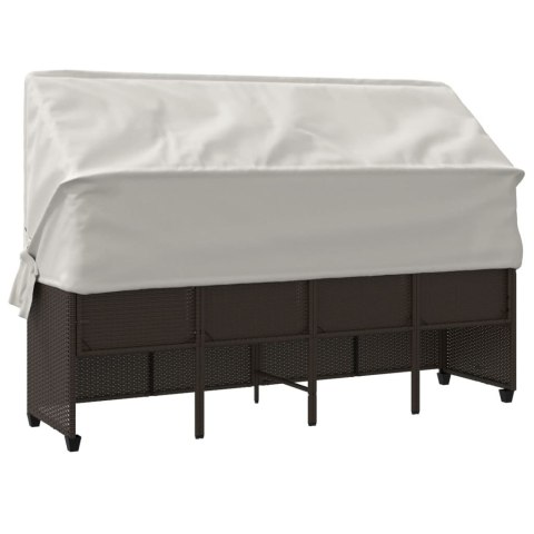 Leżanka z zadaszeniem i poduszką, brązowa, polirattan Lumarko!