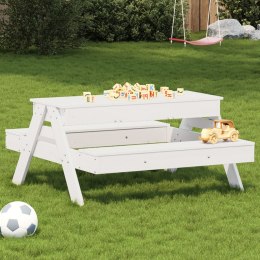 Stół piknikowy z piaskownicą dla dzieci, biały, drewno sosnowe Lumarko!