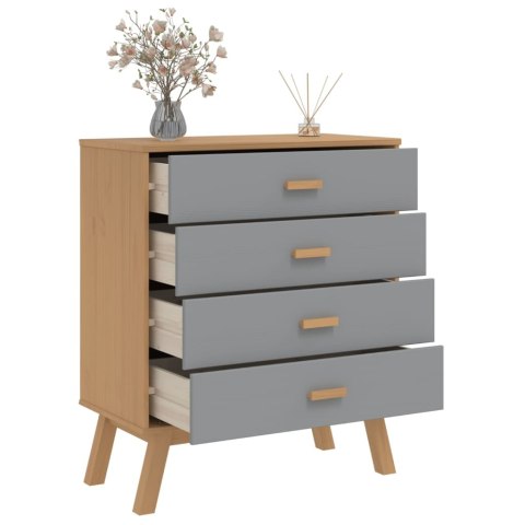 Komoda OLDEN, szaro-brązowa, lite drewno sosnowe Lumarko!