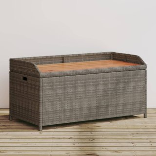 Ławka ze schowkiem, szara, 100x50x52 cm, polirattan i akacja Lumarko!