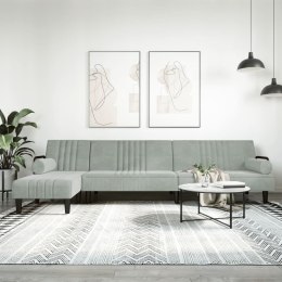 Sofa rozkładana L, jasnoszara, 260x140x70 cm, aksamit Lumarko!
