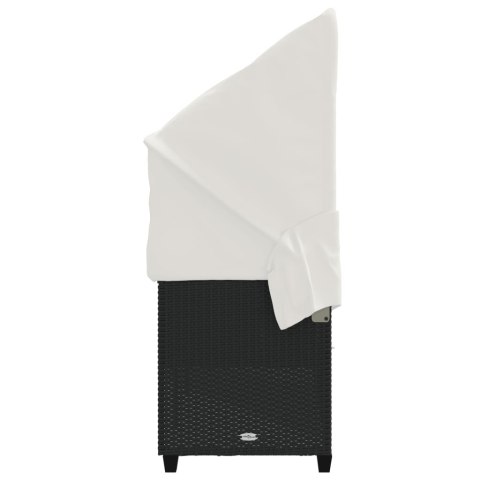 Leżanka z zadaszeniem i poduszkami, czarna, polirattan Lumarko!