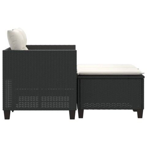 2-osobowa sofa ogrodowa z podnóżkami, czarna, polirattan Lumarko!