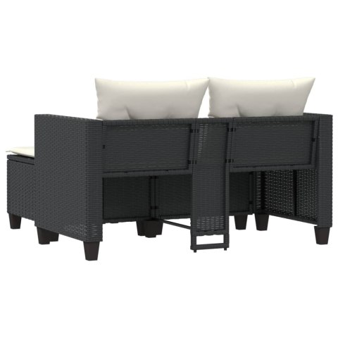 2-osobowa sofa ogrodowa z podnóżkami, czarna, polirattan Lumarko!