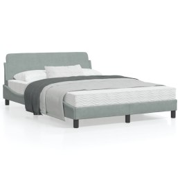 Rama łóżka z zagłówkiem, jasnoszara, 140x190 cm, aksamitna Lumarko!