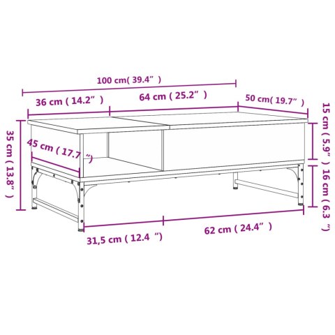 Stolik kawowy, brązowy dąb, 100x50x35 cm Lumarko!
