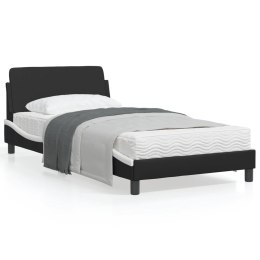 Rama łóżka z zagłówkiem, czarno-biała, 100x200 cm, ekoskóra Lumarko!