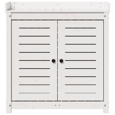 Stolik ogrodniczy z półką, biały, 82,5x50x86,5 cm, sosna Lumarko!