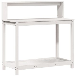 Stolik ogrodniczy z półkami, biały, 108x50x109,5 cm, sosna Lumarko!