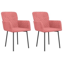 Krzesła stołowe, 2 szt., różowe, obite aksamitem Lumarko!