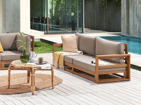 Sofa ogrodowa z-certyfikowanego-drewna-akacjowego 2-osobowa jasna TIMOR II