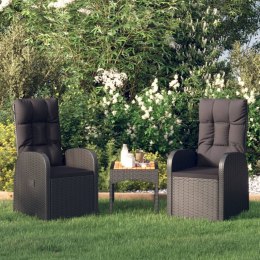 Rozkładane krzesła ogrodowe, poduszki, 2 szt., czarny rattan PE Lumarko!