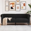 Sofa Chesterfield, trzyosobowa, czarna, obita tkaniną Lumarko!