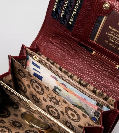 Skórzany, duży portfel damski z systemem RFID - Peterson Lumarko!