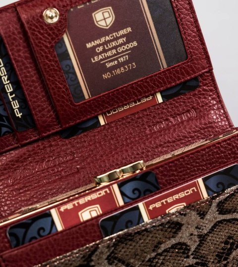 Skórzany, duży portfel damski z systemem RFID - Peterson Lumarko!