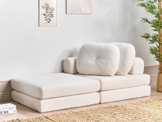 Sofa rozkładana jednoosobowa boucle biała OLDEN