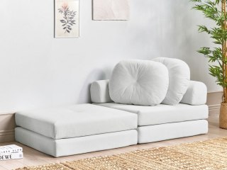Sofa rozkładana jednoosobowa sztruksowa biała OLDEN