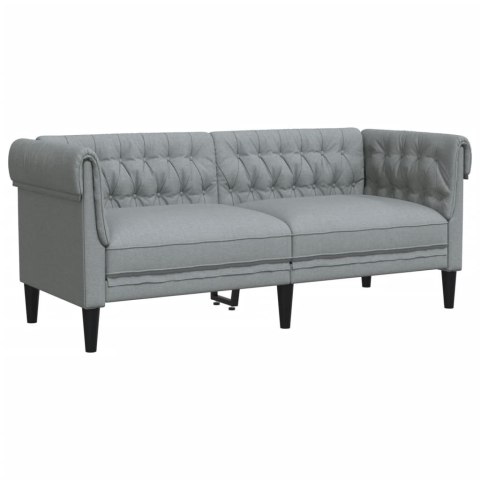 Sofa Chesterfield, dwuosobowa, jasnoszara, obita tkaniną Lumarko!