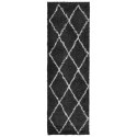 Dywan shaggy z wysokim runem, czarno-kremowy, 80x250 cm Lumarko!