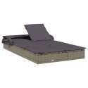 Leżak 2-osobowy, składany dach, szary, 213x118x97 cm, polirattan Lumarko!